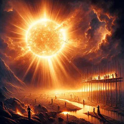 ¿En qué parte de la biblia dice que el sol calentará 7 veces?